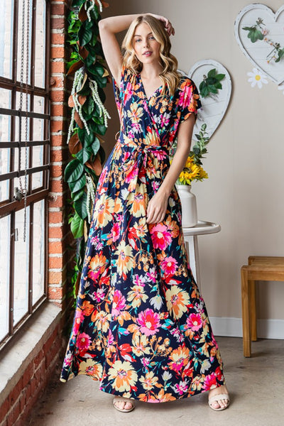 Heimish Full Size Floral Surplice Tie Waist Maxi Dress Trendsi OMDEL.COM