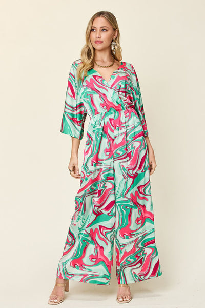 Double Take Full Size Half Sleeve Wide Leg Jumpsuit Trendsi OMDEL.COM