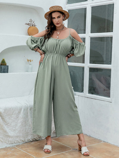 Spaghetti Strap Wide Leg Jumpsuit - OMDEL.COM