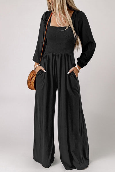 Square Neck Raglan Sleeve Jumpsuit with Pocket Trendsi OMDEL.COM