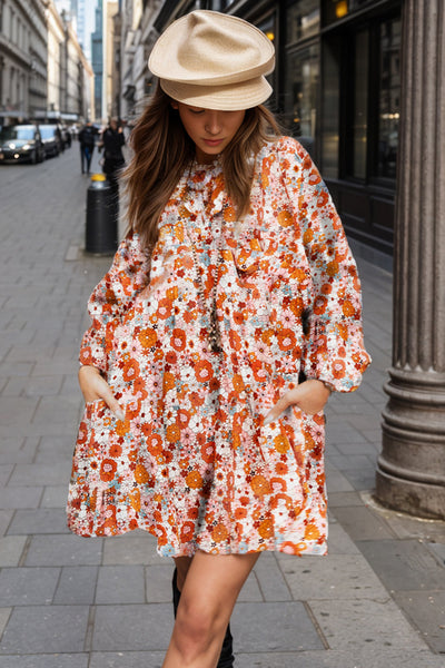 Floral Balloon Sleeve Mini Dress Trendsi OMDEL.COM