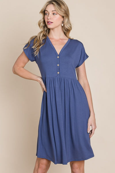 BOMBOM V-Neck Short Sleeve Dress Trendsi OMDEL.COM