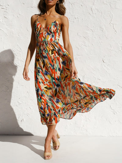 Printed Sleeveless Midi Cami dress Trendsi OMDEL.COM