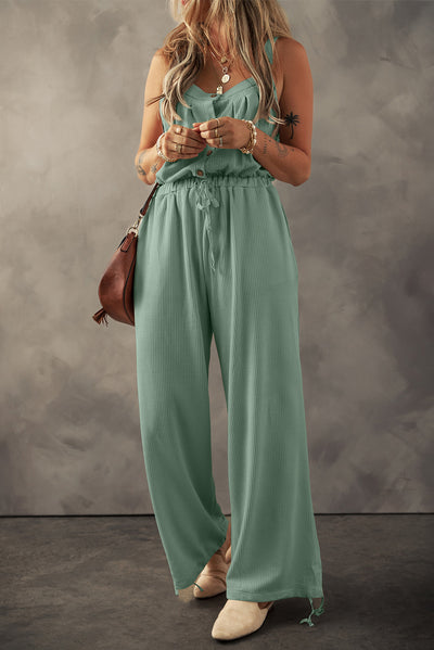 Drawstring Wide Strap Wide Leg Overalls - OMDEL.COM