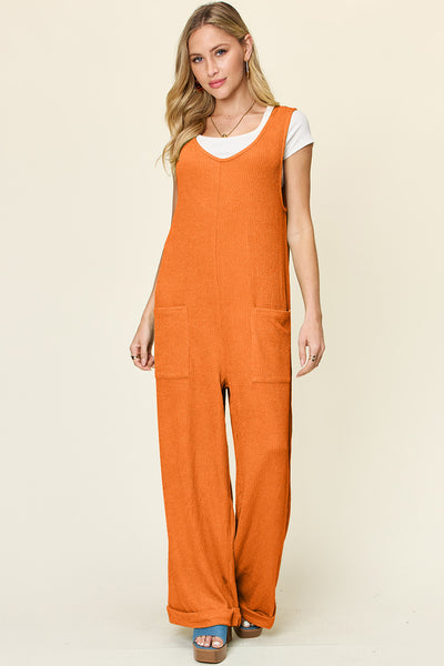 Double Take Full Size Texture Sleeveless Wide Leg Jumpsuit Trendsi OMDEL.COM