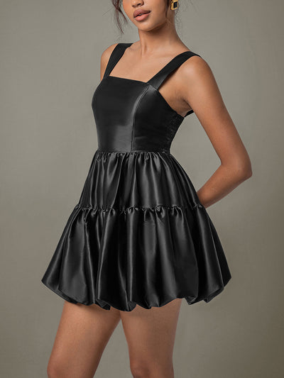 Ruched Square Neck Wide Strap Mini Dress Trendsi OMDEL.COM