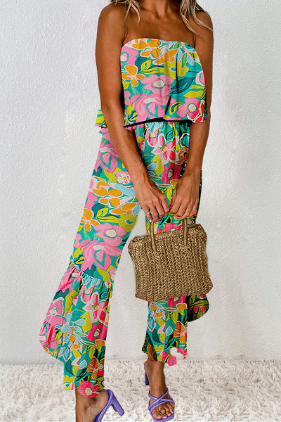 Ruffled Printed Tube Jumpsuit Trendsi OMDEL.COM