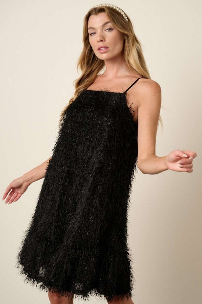 Mittoshop Feather Ruffle Hem Mini Cami Dress Trendsi OMDEL.COM