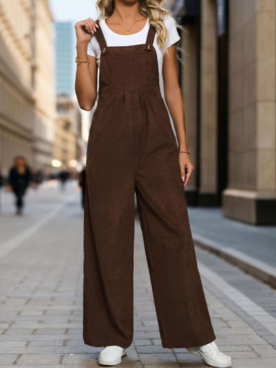 Perfee Square Neck Wide Strap Overalls - OMDEL.COM