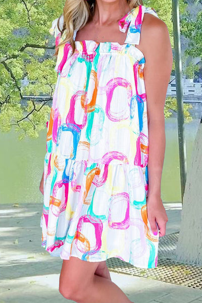 Tied Printed Sleeveless Mini Dress Trendsi OMDEL.COM