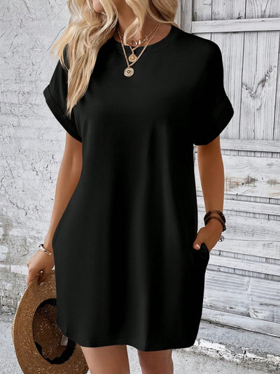 Round Neck Short Sleeve Mini Dress Trendsi OMDEL.COM