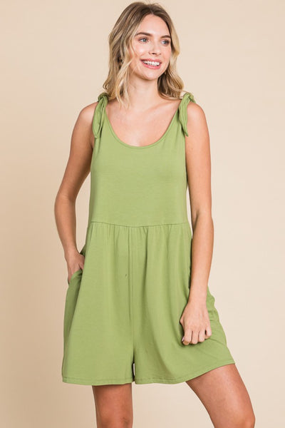 Culture Code Full Size Shoulder Knot Baggy Romper Trendsi OMDEL.COM