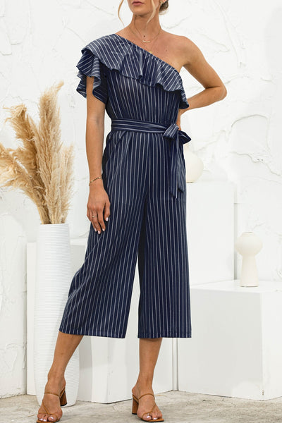 Ruffled Single Shoulder Tie Waist Jumpsuit Trendsi OMDEL.COM