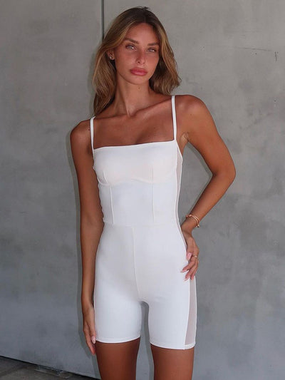 Perfee Square Neck Spaghetti Strap Romper - OMDEL.COM