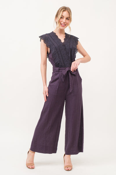 And The Why Laced Surplice Tie Waist Jumpsuit - OMDEL.COM