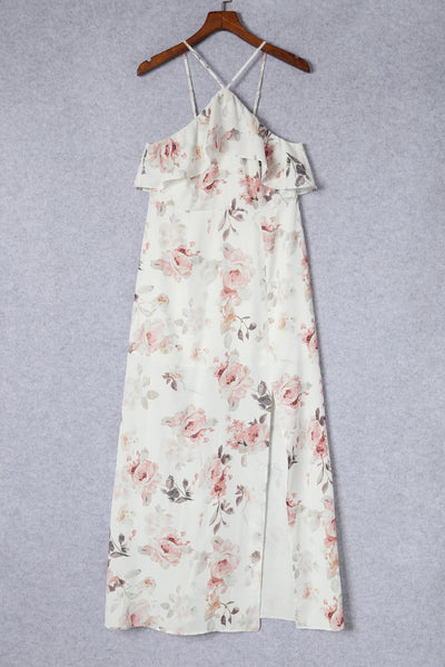 Floral Ruffled Slit Sleeveless Dress Trendsi OMDEL.COM