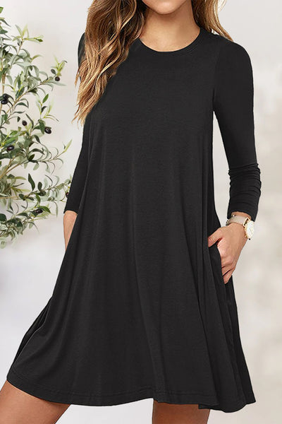 Round Neck Long Sleeve Mini Dress Trendsi OMDEL.COM