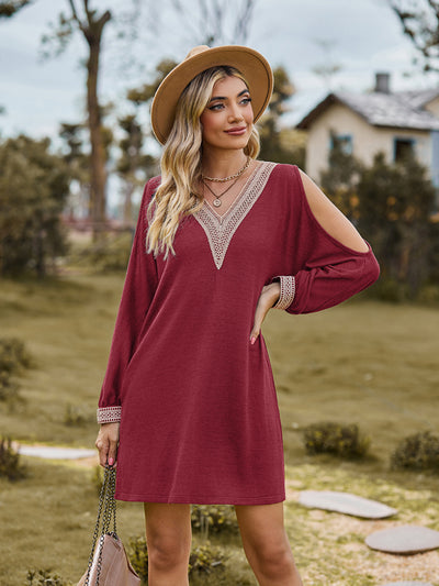 V-Neck Cutout Sleeve Mini Dress Trendsi OMDEL.COM