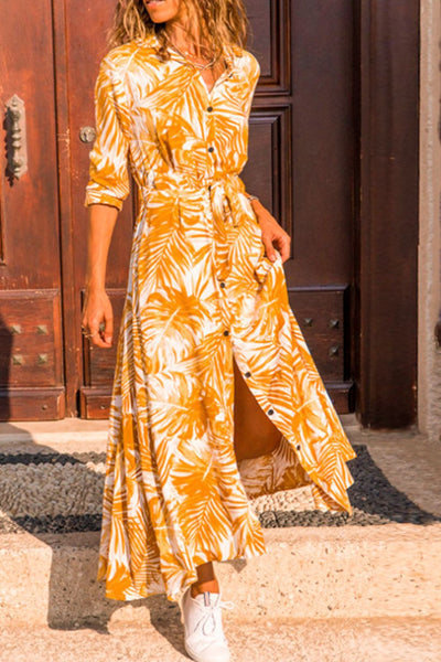 Botanical Print Maxi Shirt Dress Trendsi OMDEL.COM