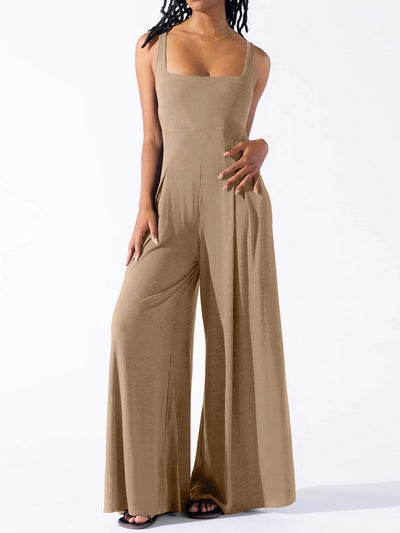 Square Neck Wide Strap Jumpsuit Trendsi OMDEL.COM