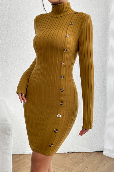 Turtleneck Long Sleeve Mini Dress Trendsi OMDEL.COM