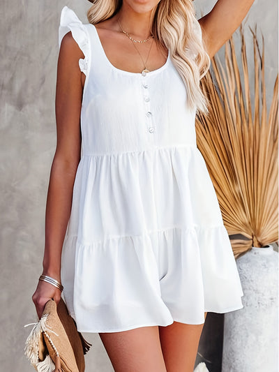 Full Size Ruffled Scoop Neck Sleeveless Romper - OMDEL.COM