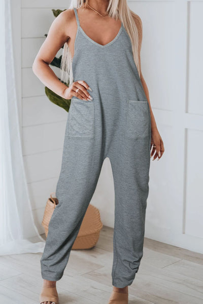 Pocketed V-Neck Spaghetti Strap Jumpsuit Trendsi OMDEL.COM