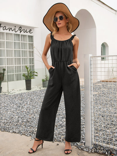 Ivy Lane Round Neck Sleeveless Jumpsuit with Pockets - OMDEL.COM