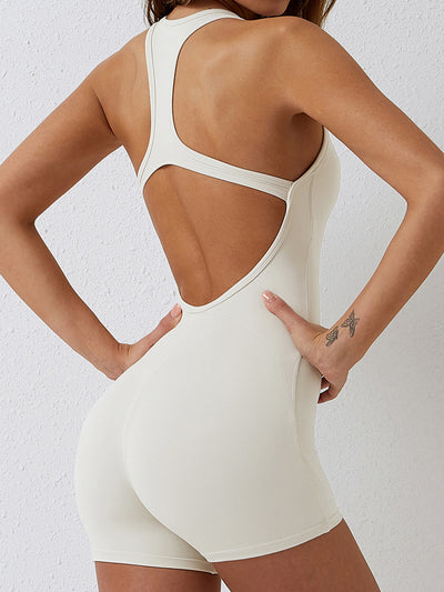 Basic Bae Cutout Racerback Sleeveless Active Romper - OMDEL.COM