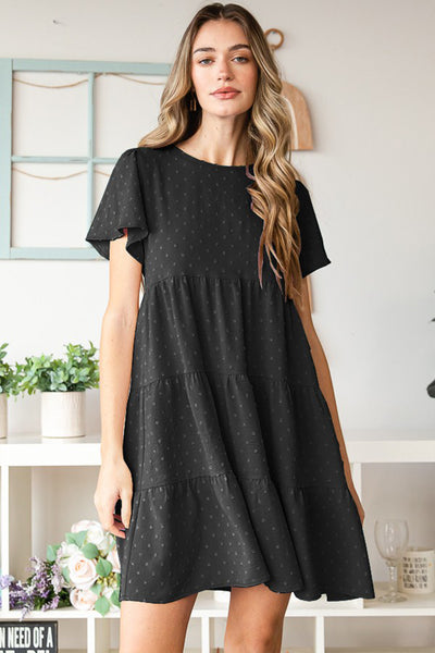 Heimish Swiss Dot Short Sleeve Tiered Dress Trendsi OMDEL.COM