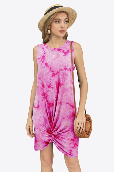 Tie-Dye Twisted Round Neck Sleeveless Dress Trendsi OMDEL.COM