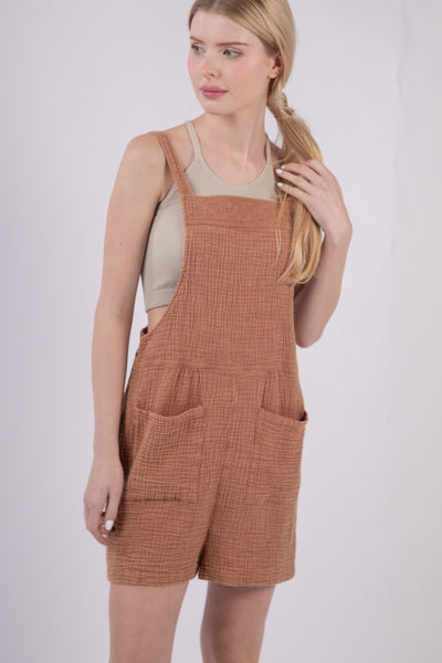 VERY J Sleeveless Double Gauze Overalls with Pockets Trendsi OMDEL.COM