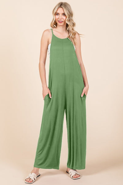 Culture Code Full Size Sleeveless Wide Leg Jumpsuit with Pockets - OMDEL.COM