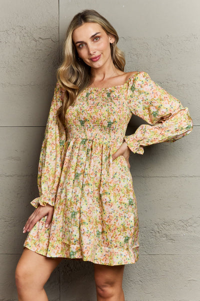 Floral Smocked Square Neck Dress Trendsi OMDEL.COM