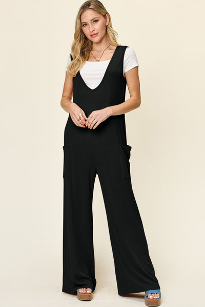 Double Take Full Size Sleeveless Wide Leg Jumpsuit with Pockets - OMDEL.COM