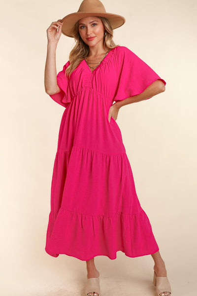 Haptics Tiered Babydoll Maxi Dress with Side Pocket Trendsi OMDEL.COM