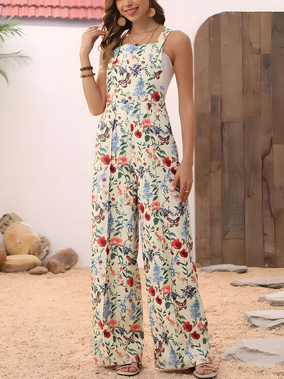 Floral Wide Leg Overalls Trendsi OMDEL.COM