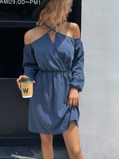 Ivy Lane Cold-Shoulder Crisscross Mini Dress Trendsi OMDEL.COM