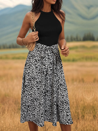 Perfee Leopard Halter Neck Midi Dress Trendsi OMDEL.COM