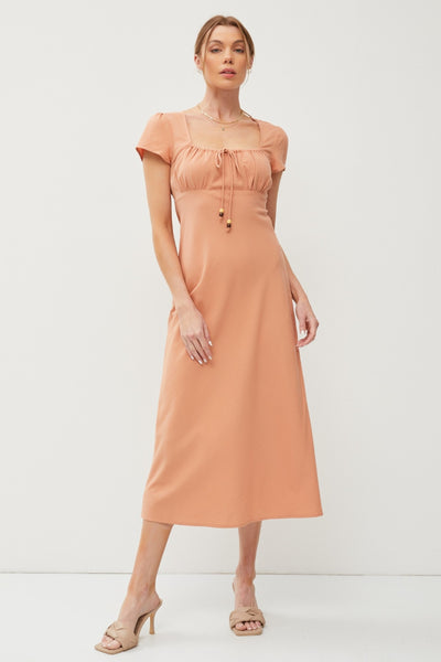 Be Cool Square Neck Short Sleeve Midi Dress Trendsi OMDEL.COM