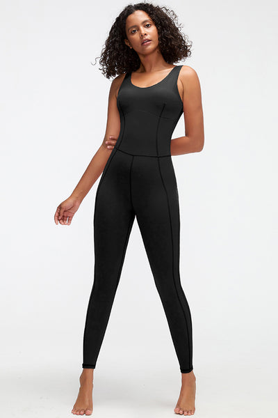 Crisscross Wide Strap Active Jumpsuit - OMDEL.COM