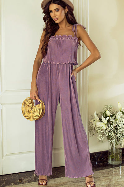 Square Neck Spaghetti Strap Jumpsuit - OMDEL.COM