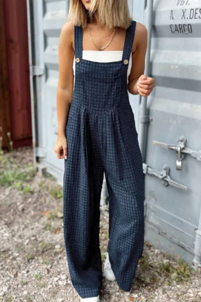 Plaid Wide Strap Wide Leg Overalls Trendsi OMDEL.COM