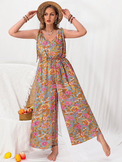 Plus Size Printed Wide Leg Sleeveless Jumpsuit Trendsi OMDEL.COM