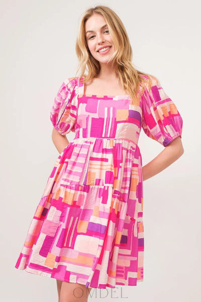 And The Why Color Block Puff Sleeve Dress Trendsi OMDEL.COM