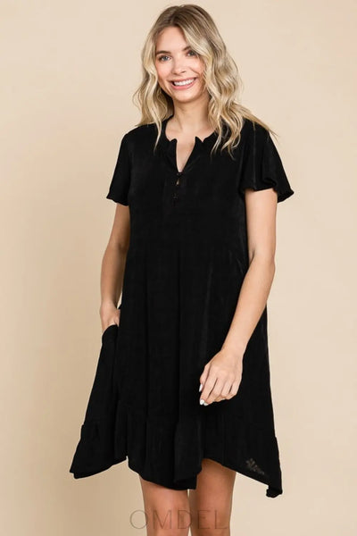 Culture Code Full Size Short Sleeve Ruffled Asymmetric Hem Dress Trendsi OMDEL.COM