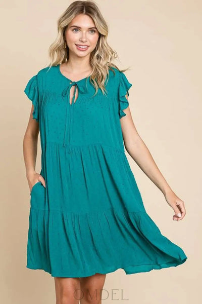 Culture Code Ruffle Cap Sleeve Tiered Dress Trendsi OMDEL.COM