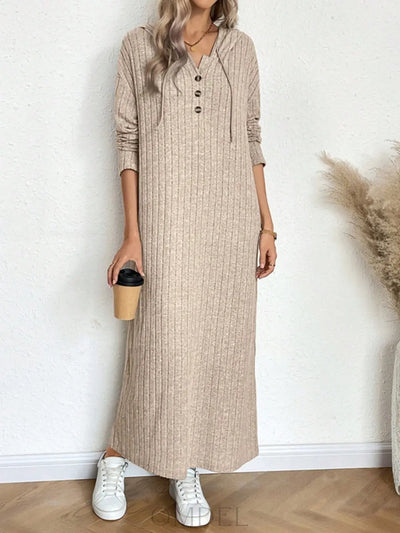 Drawstring Long Sleeve Hooded Dress Trendsi OMDEL.COM