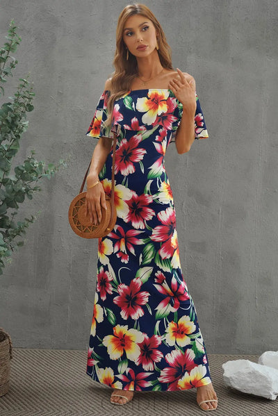 Floral Layered Off-Shoulder Maxi Dress Trendsi OMDEL.COM