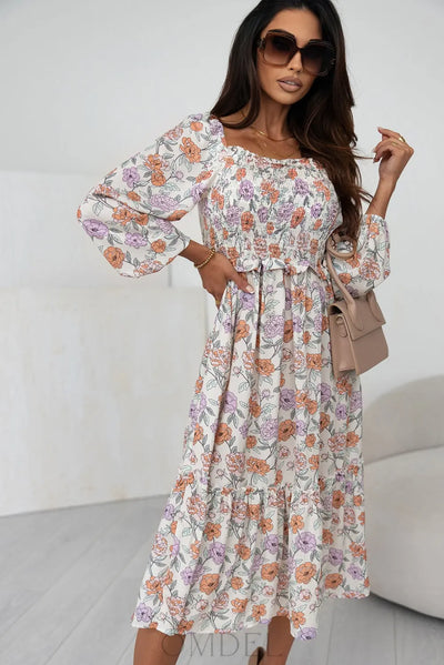 Floral Smocked Square Neck Dress Trendsi OMDEL.COM